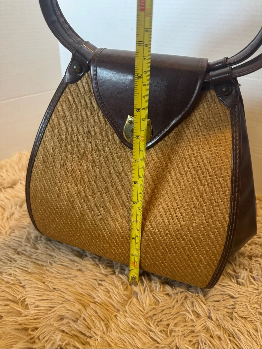Vintage Satchel Handbag in Brown and Tan